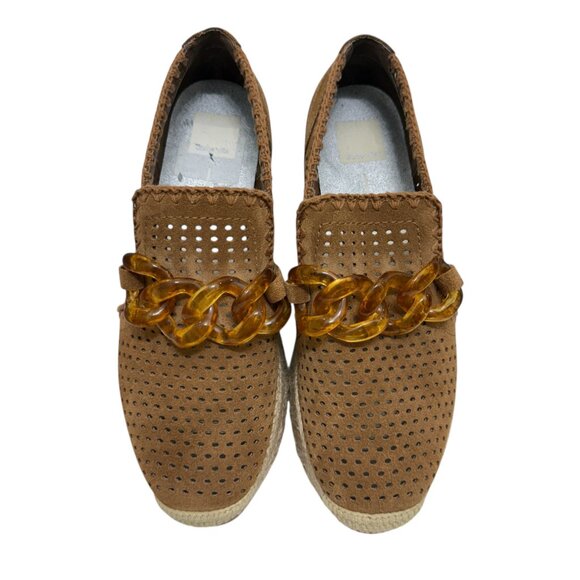 Dolce Vita Jhenee Leather Perforated Chunky Chain Espadrille Perf Women's sz 8.5 - Picture 3 of 11